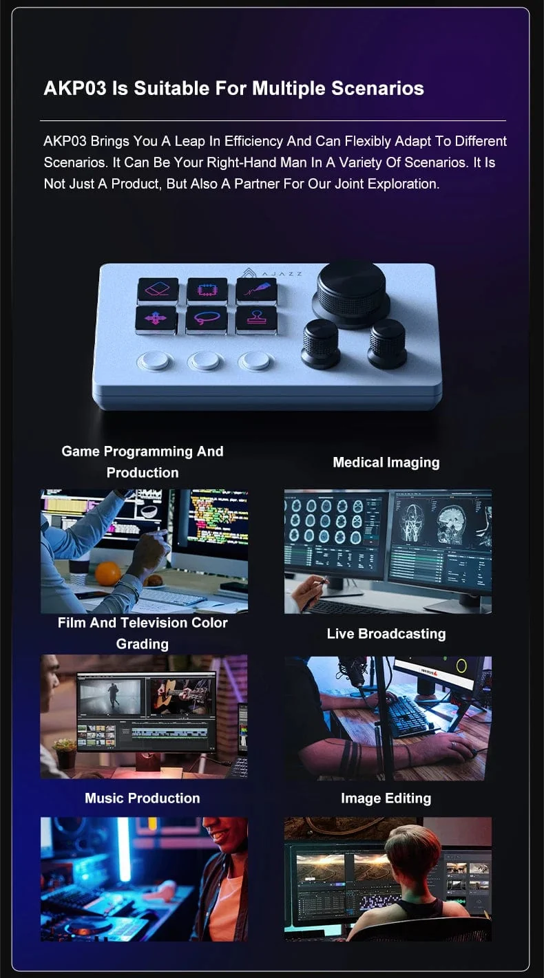 Ajazz AKP03E Mechanische Makro-Tastatur, Multifunktions-Desktop-Assistent, für Büro und Gaming, einfach zu bedienende Multimedia-Steuerung