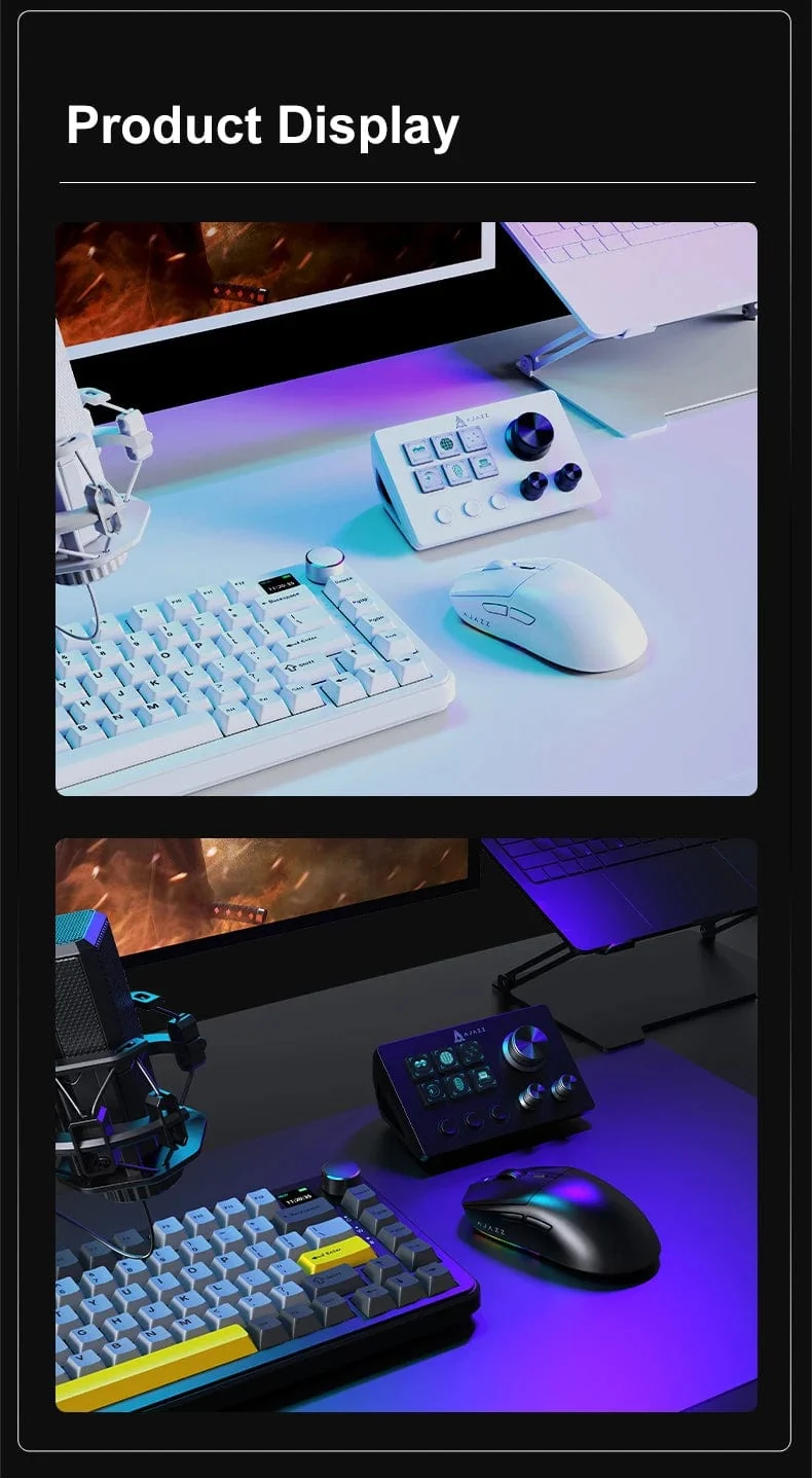 Ajazz AKP03E Mechanische Makro-Tastatur, Multifunktions-Desktop-Assistent, für Büro und Gaming, einfach zu bedienende Multimedia-Steuerung