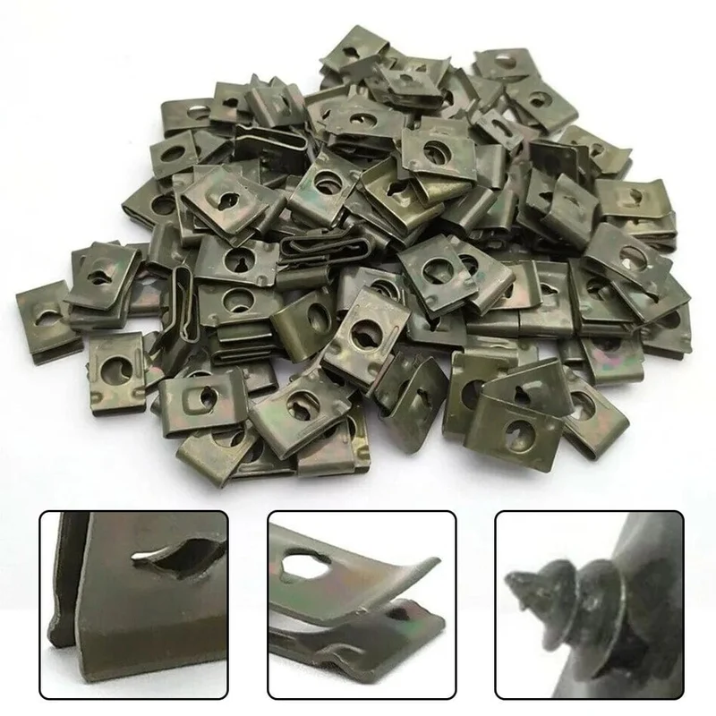 Heißes Angebot 20 Stücke Metall U-Typ Clips Für Auto-stoßstange Kotflügel Trim Panel Fastener Blatt Bord Fastener Tülle Clips Auto zubehör