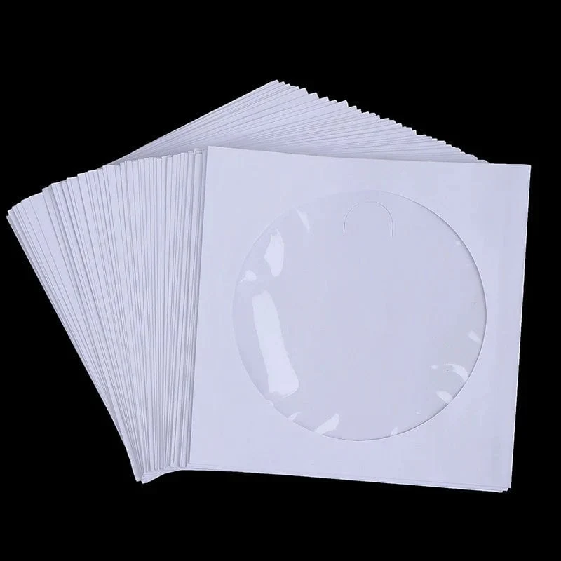 10/50 STÜCKE Weiß 12.5*12.5 CM CD DVD Disc Papierhüllen Umschläge Aufbewahrung Klare Fensterhülle Klappe Weiß Gefaltete Papiertüte CD-Hüllen