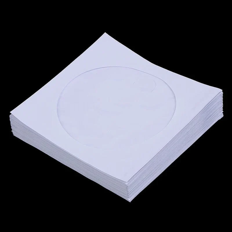 10/50 STÜCKE Weiß 12.5*12.5 CM CD DVD Disc Papierhüllen Umschläge Aufbewahrung Klare Fensterhülle Klappe Weiß Gefaltete Papiertüte CD-Hüllen