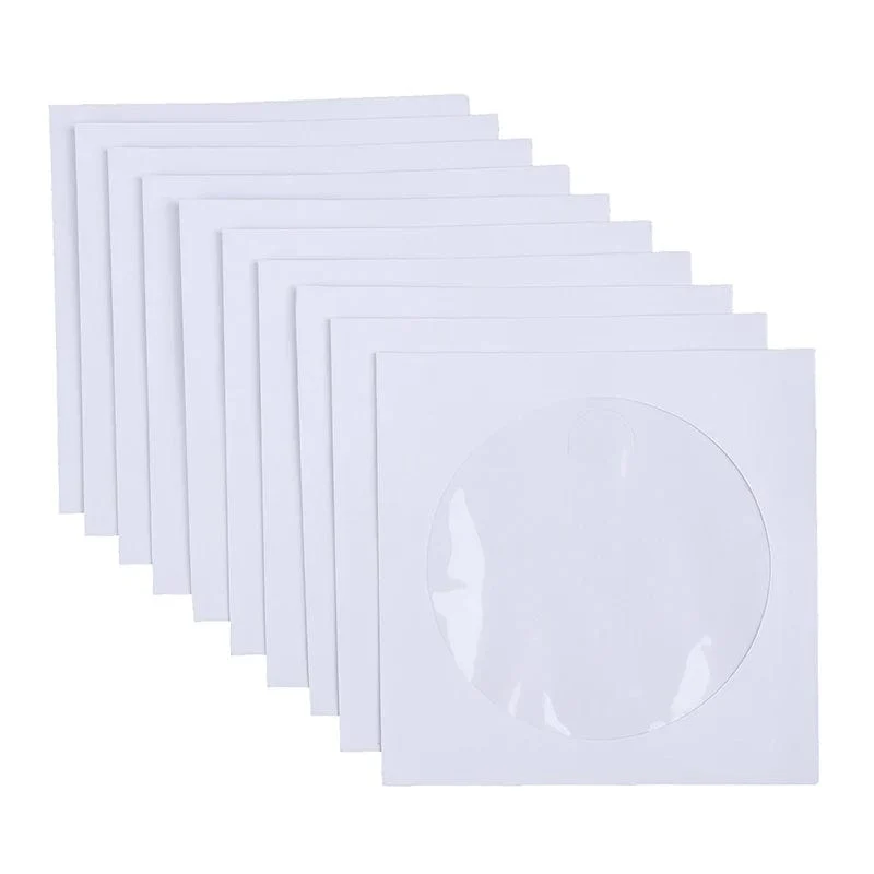 10/50 STÜCKE Weiß 12.5*12.5 CM CD DVD Disc Papierhüllen Umschläge Aufbewahrung Klare Fensterhülle Klappe Weiß Gefaltete Papiertüte CD-Hüllen
