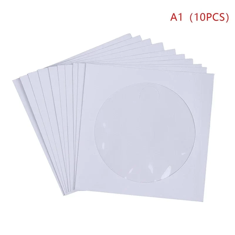 10/50 STÜCKE Weiß 12.5*12.5 CM CD DVD Disc Papierhüllen Umschläge Aufbewahrung Klare Fensterhülle Klappe Weiß Gefaltete Papiertüte CD-Hüllen