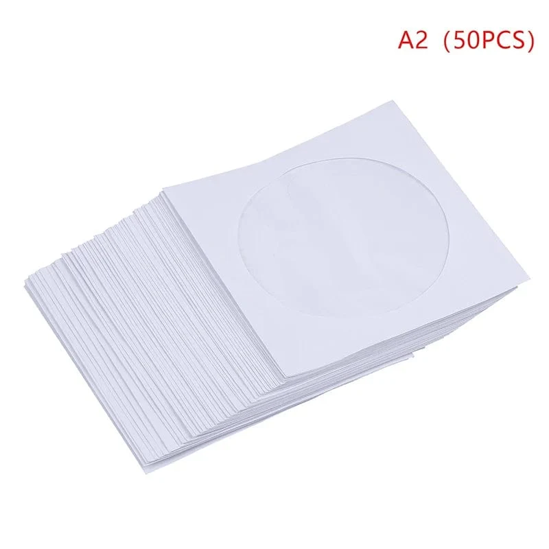 10/50 STÜCKE Weiß 12.5*12.5 CM CD DVD Disc Papierhüllen Umschläge Aufbewahrung Klare Fensterhülle Klappe Weiß Gefaltete Papiertüte CD-Hüllen