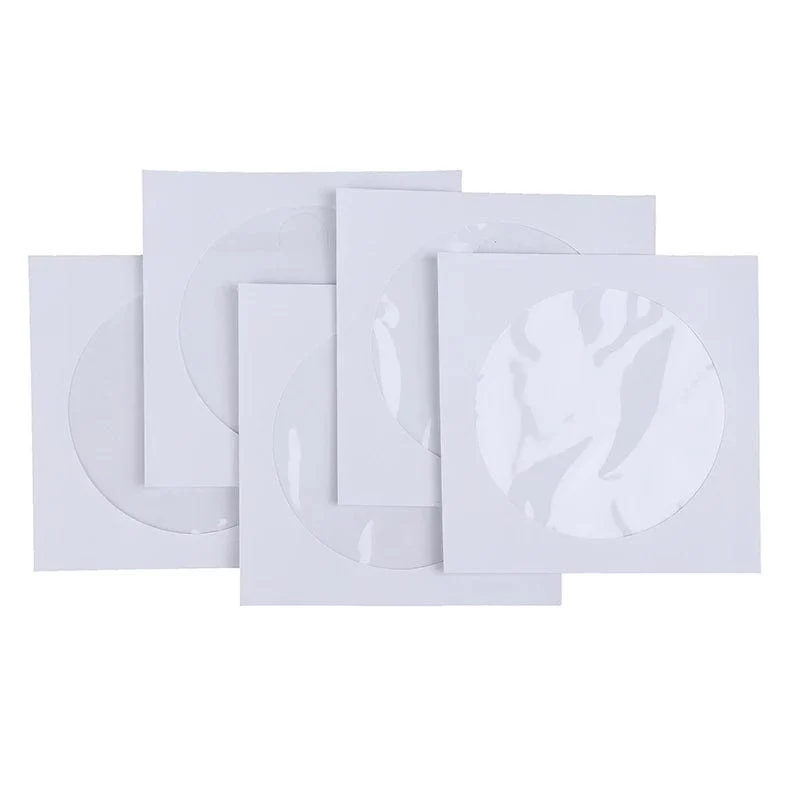 10/50 STÜCKE Weiß 12.5*12.5 CM CD DVD Disc Papierhüllen Umschläge Aufbewahrung Klare Fensterhülle Klappe Weiß Gefaltete Papiertüte CD-Hüllen