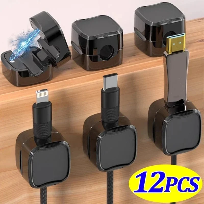Magnetischer Kabelclip, Kabelhalter, selbstklebender Kabelhalter, Kabel-Organizer, USB-Ladekabelwickler für Büro, Desktop, Zuhause