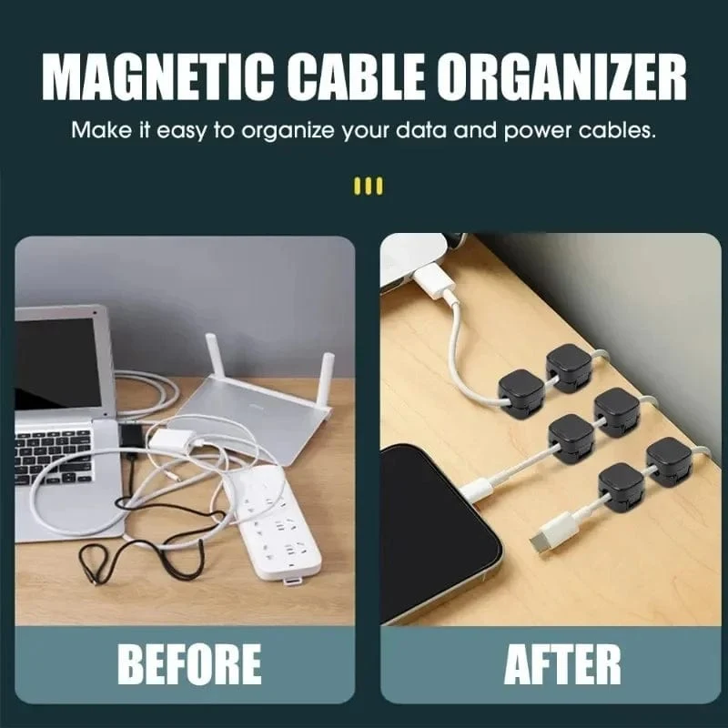 Magnetischer Kabelclip, Kabelhalter, selbstklebender Kabelhalter, Kabel-Organizer, USB-Ladekabelwickler für Büro, Desktop, Zuhause
