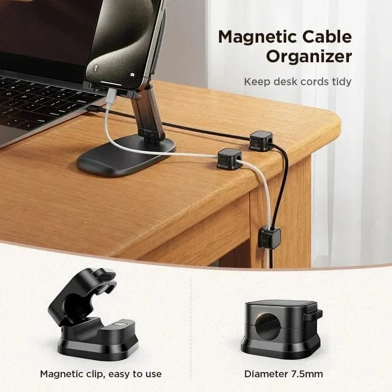 Magnetischer Kabelclip, Kabelhalter, selbstklebender Kabelhalter, Kabel-Organizer, USB-Ladekabelwickler für Büro, Desktop, Zuhause