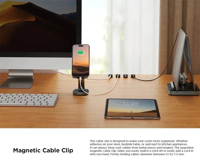 Magnetischer Kabelclip, Kabelhalter, selbstklebender Kabelhalter, Kabel-Organizer, USB-Ladekabelwickler für Büro, Desktop, Zuhause