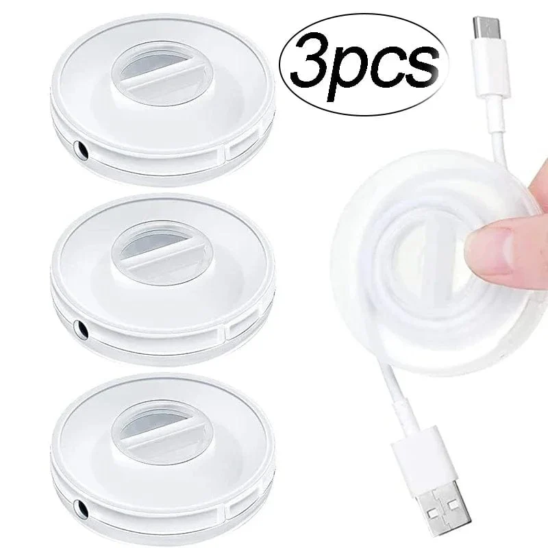 1/2/3 Stück Transparenter Ladekabel-Organizer Tragbarer Ladegerätkabelhalter Runder Aufbewahrungskoffer Einziehbare Rollenbox Kabelaufwicklung