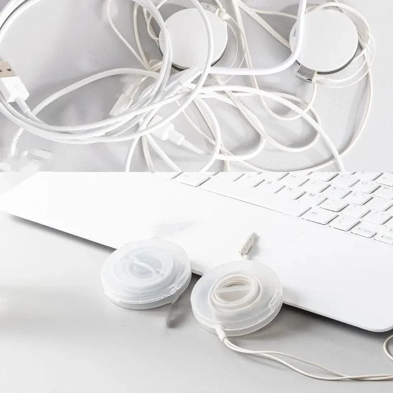 1/2/3 Stück Transparenter Ladekabel-Organizer Tragbarer Ladegerätkabelhalter Runder Aufbewahrungskoffer Einziehbare Rollenbox Kabelaufwicklung