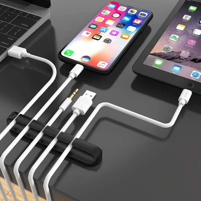Kabel-Organizer-Management, Drahthalter, flexibler USB-Kabelwickler, ordentliche Silikon-Clips für Maus, Tastatur, Kopfhörerschutz