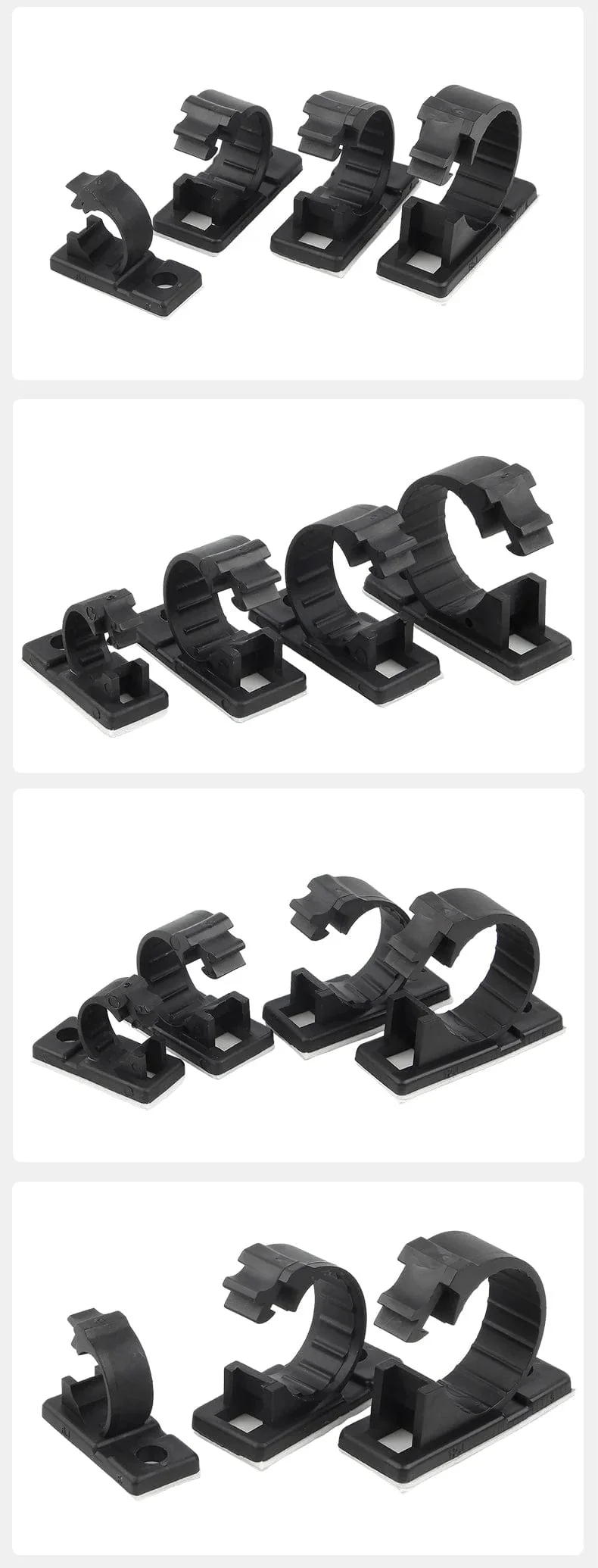 20 STK Selbstklebende Kabel-Organizer-Clips Kabelmanagement-Halter USB-Winder Desktop-Leitungsklemme Klebrige Einstellbar LY-4/6/8 Schwarz