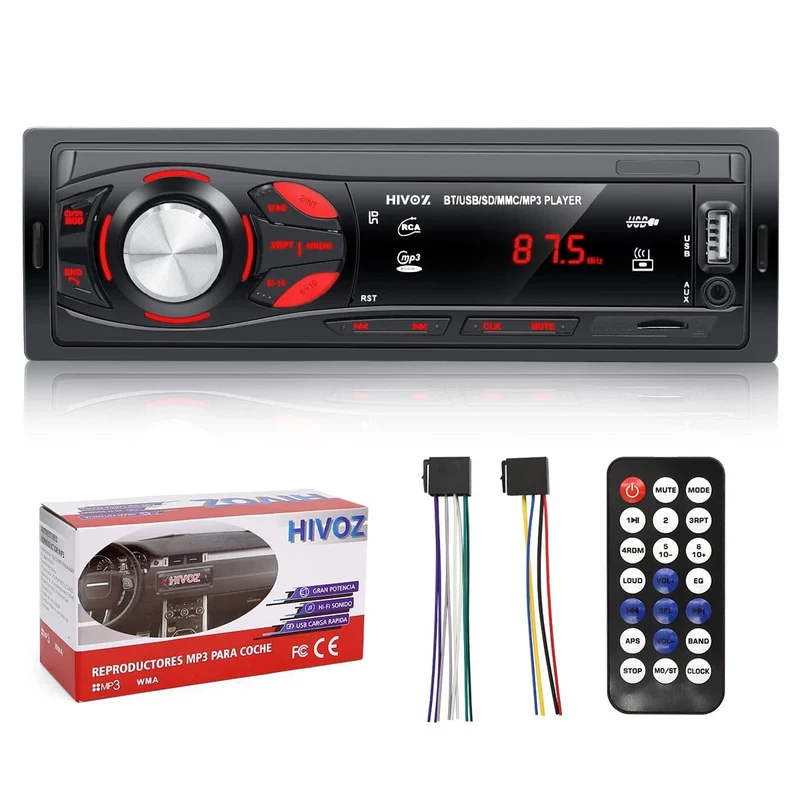 HIVOZ Autoradio Audio 1 Din Bluetooth Stereo Freisprecheinrichtung MP3-Player FM-Empfänger Mit AUX/USB/TF-Karte Im Armaturenbrett-Kit