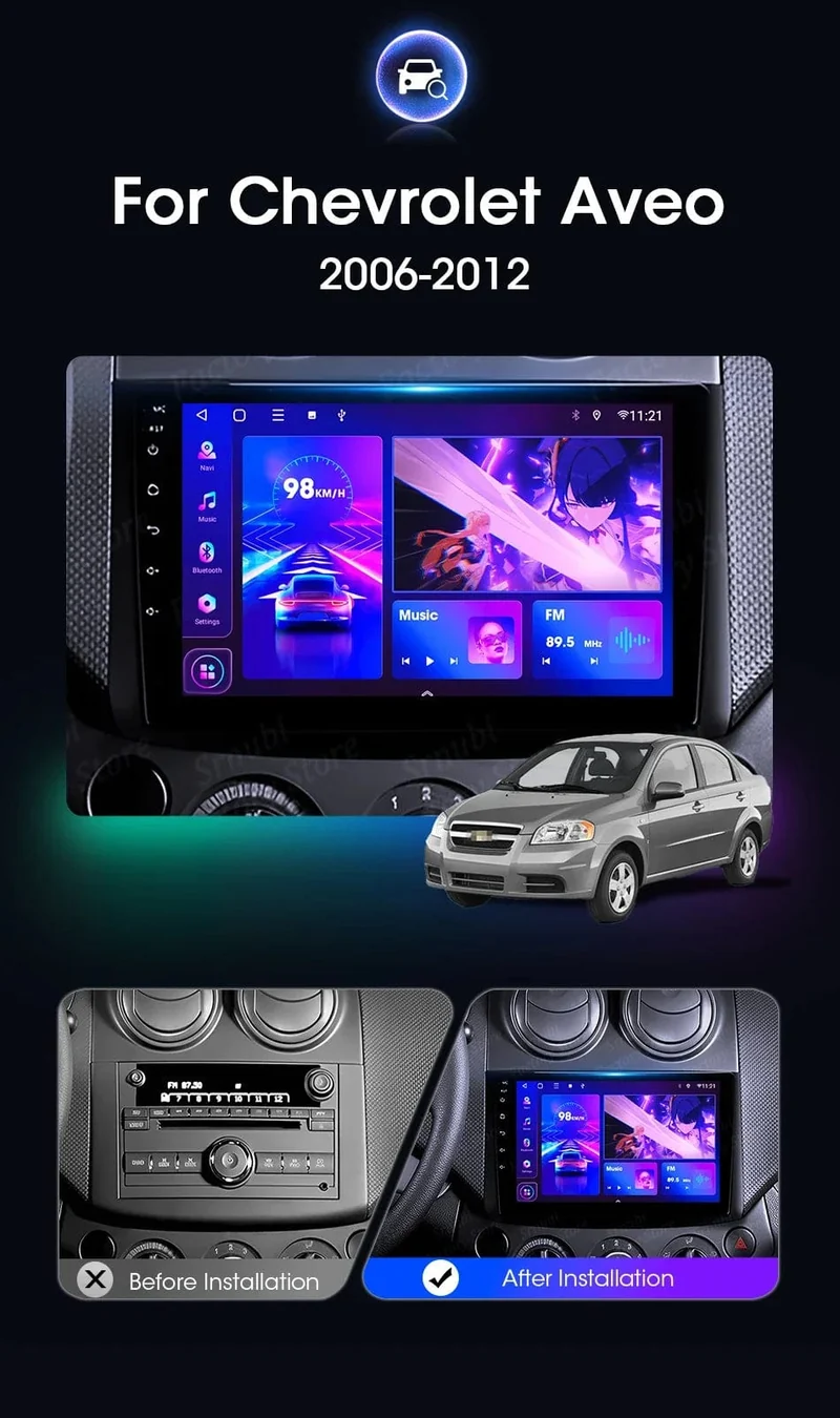 2Din Android 12 Autoradio für Chevrolet AVEO T250 2006-2012 Multimedia-Player Carplay Auto Autoradio Navigator Stereo Kopfeinheit