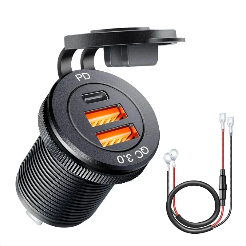 USB-Buchse im Auto Quick Charge PD 3.0 Autoladegerät 60W Steckdose für 12V 24V Motorrad Boot Marine Truck ATV