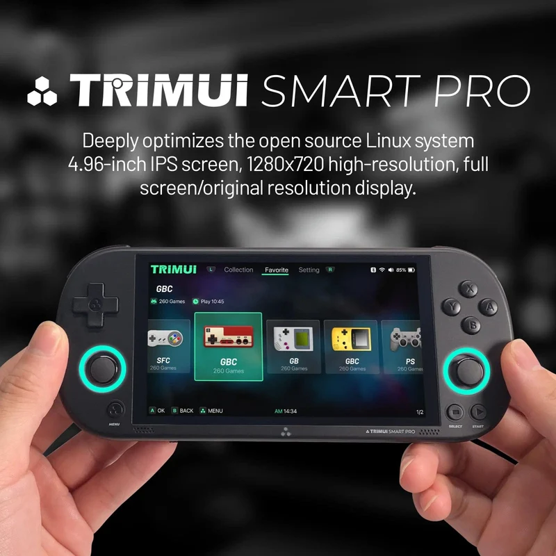 Trimui Smart Pro Handheld Spielkonsole 4.96''IPS Bildschirm Linux System Joystick RGB Beleuchtung Smartpro Retro Video Spiel Player Geschenk