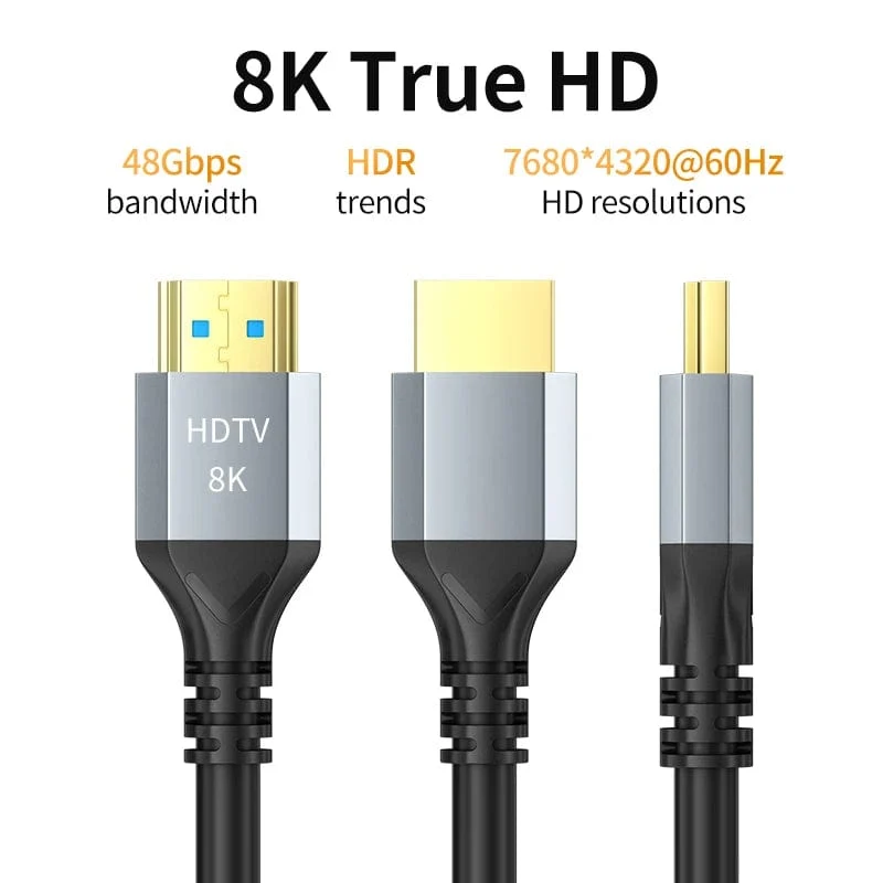 8K HDMI 2.1 Kabel 4K@120Hz 8K@60Hz 48Gbps EARC ARC HDCP Ultra High Speed ​​HDR Für RTX Videokabel PC Laptop Projektor HD TV PS5
