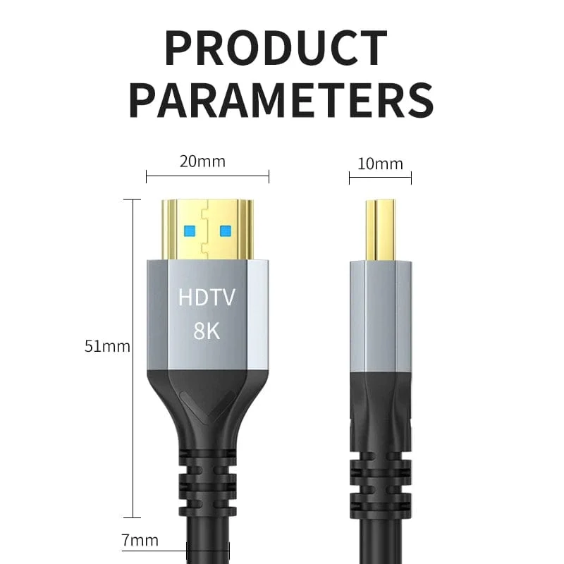 8K HDMI 2.1 Kabel 4K@120Hz 8K@60Hz 48Gbps EARC ARC HDCP Ultra High Speed ​​HDR Für RTX Videokabel PC Laptop Projektor HD TV PS5