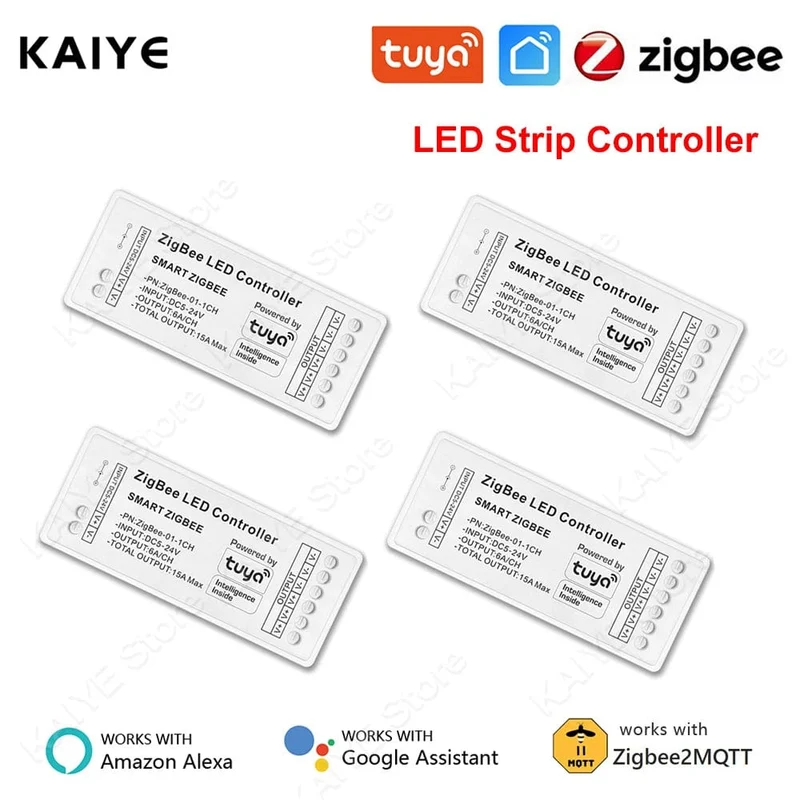 Tuya Zigbee RGB Controller 15A 12V 180W Smart Leben Gateway Hub 5V 24V Alexa Google 3CH COB RGB LED Streifen Licht ZigBee Controller