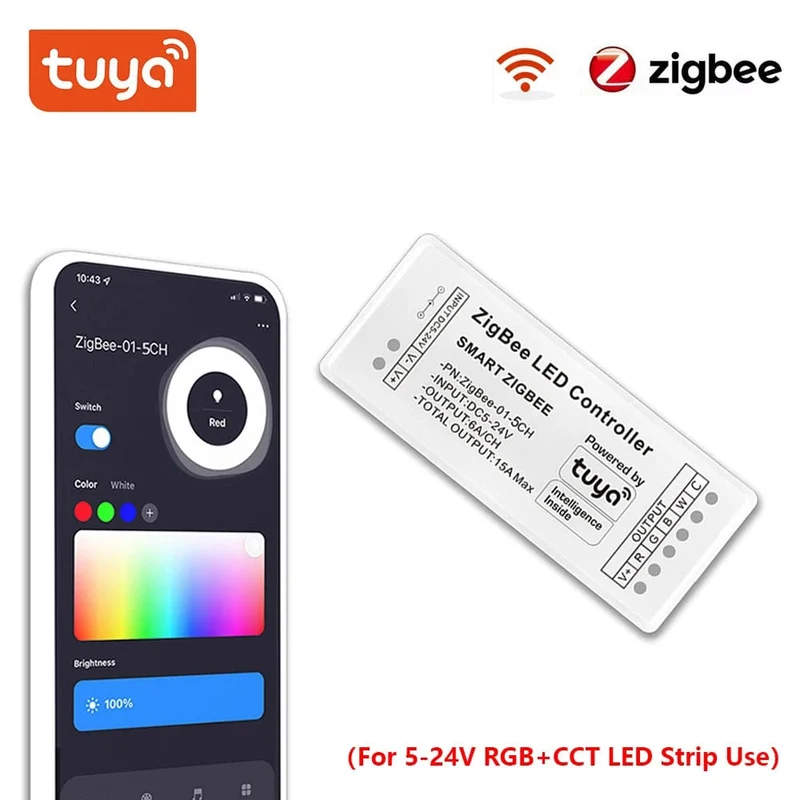 Tuya Zigbee RGB Controller 15A 12V 180W Smart Leben Gateway Hub 5V 24V Alexa Google 3CH COB RGB LED Streifen Licht ZigBee Controller