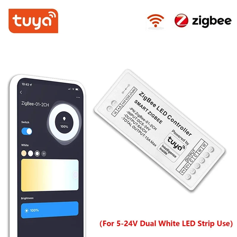 Tuya Zigbee RGB Controller 15A 12V 180W Smart Leben Gateway Hub 5V 24V Alexa Google 3CH COB RGB LED Streifen Licht ZigBee Controller