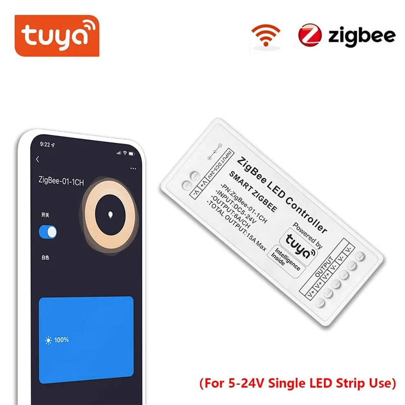 Tuya Zigbee RGB Controller 15A 12V 180W Smart Leben Gateway Hub 5V 24V Alexa Google 3CH COB RGB LED Streifen Licht ZigBee Controller