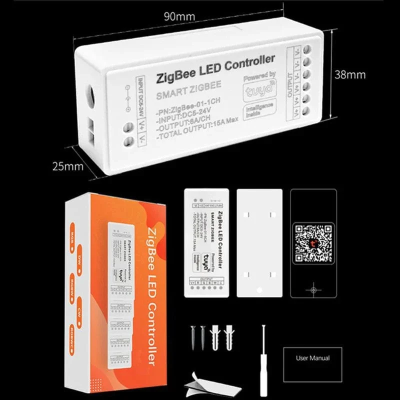 Tuya Zigbee RGB Controller 15A 12V 180W Smart Leben Gateway Hub 5V 24V Alexa Google 3CH COB RGB LED Streifen Licht ZigBee Controller