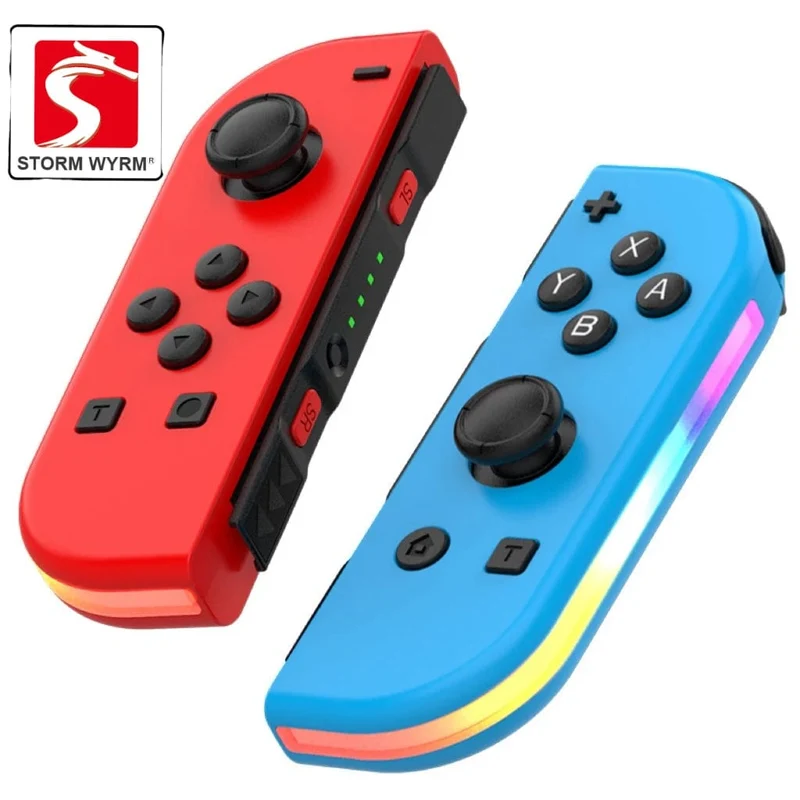 STORM WYRM Bluetooth-Joystick für Switch NS-Spiel, links und rechts, kabellos, kleiner Griff mit RGB-Licht, JOY-02