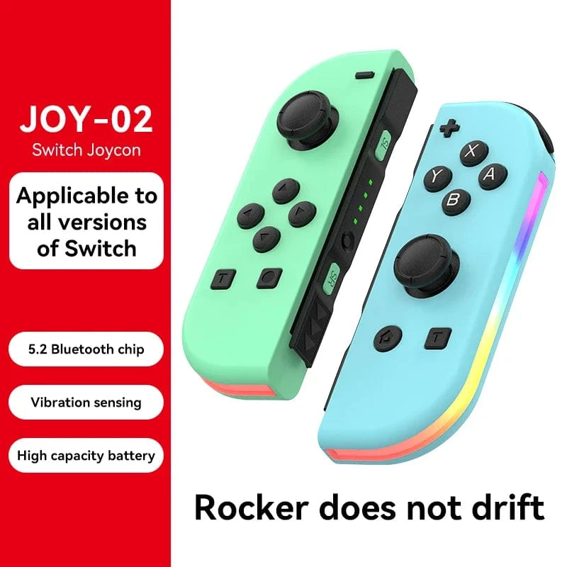 STORM WYRM Bluetooth-Joystick für Switch NS-Spiel, links und rechts, kabellos, kleiner Griff mit RGB-Licht, JOY-02