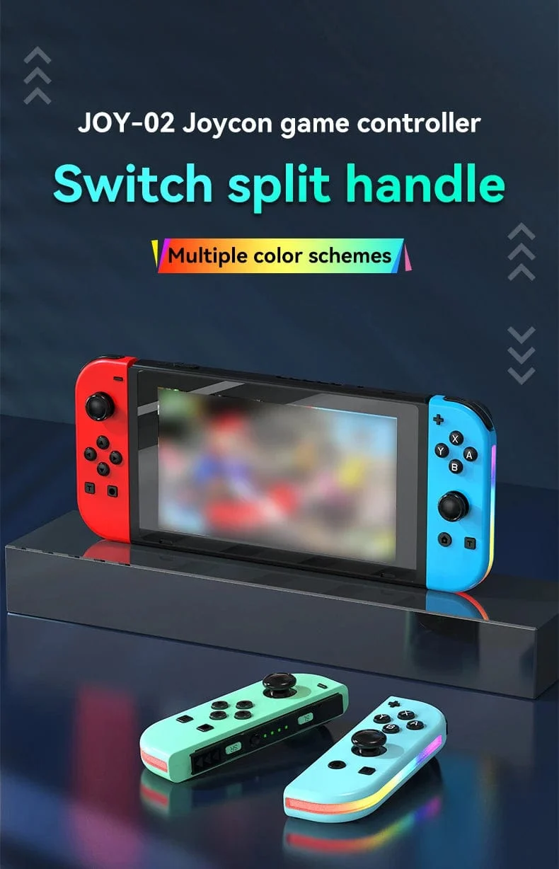 STORM WYRM Bluetooth-Joystick für Switch NS-Spiel, links und rechts, kabellos, kleiner Griff mit RGB-Licht, JOY-02