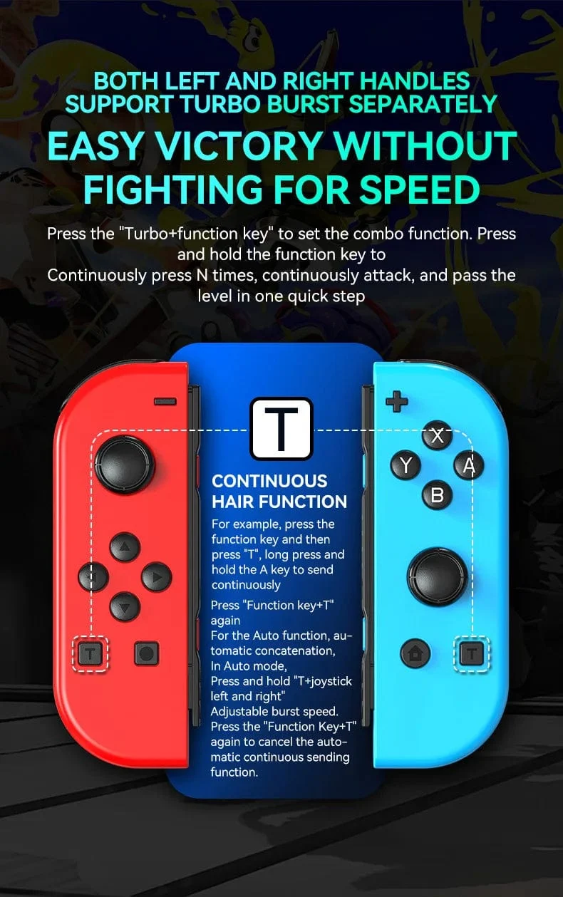 STORM WYRM Bluetooth-Joystick für Switch NS-Spiel, links und rechts, kabellos, kleiner Griff mit RGB-Licht, JOY-02