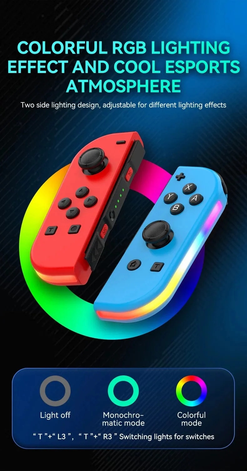STORM WYRM Bluetooth-Joystick für Switch NS-Spiel, links und rechts, kabellos, kleiner Griff mit RGB-Licht, JOY-02