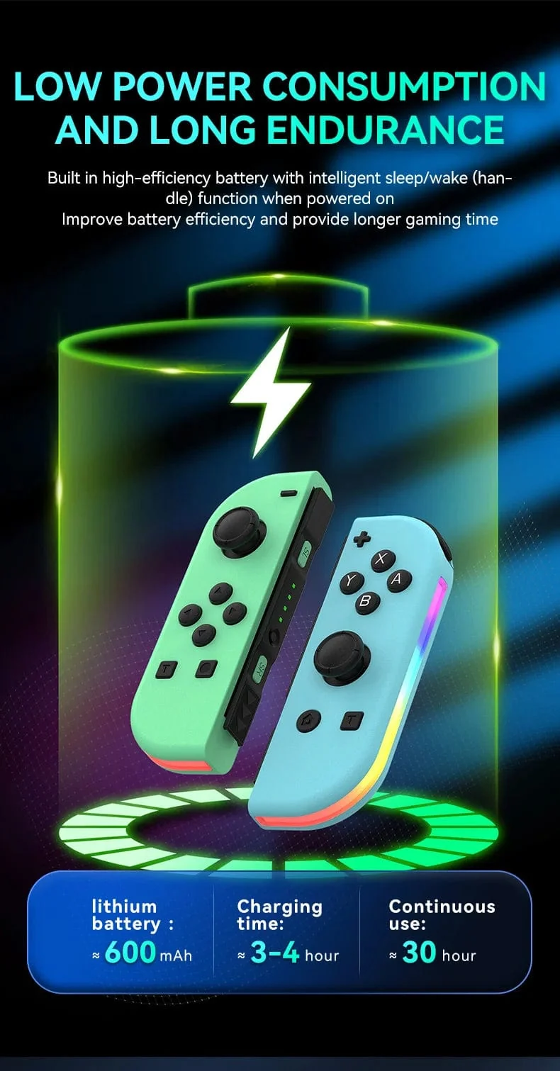 STORM WYRM Bluetooth-Joystick für Switch NS-Spiel, links und rechts, kabellos, kleiner Griff mit RGB-Licht, JOY-02