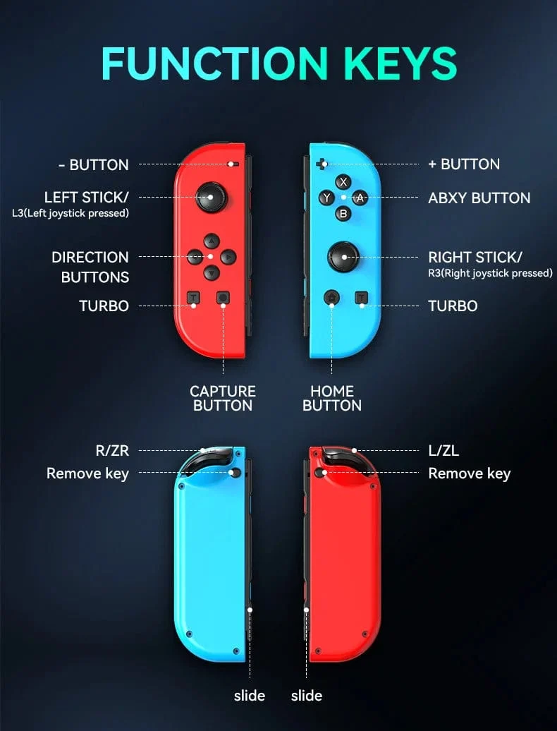 STORM WYRM Bluetooth-Joystick für Switch NS-Spiel, links und rechts, kabellos, kleiner Griff mit RGB-Licht, JOY-02