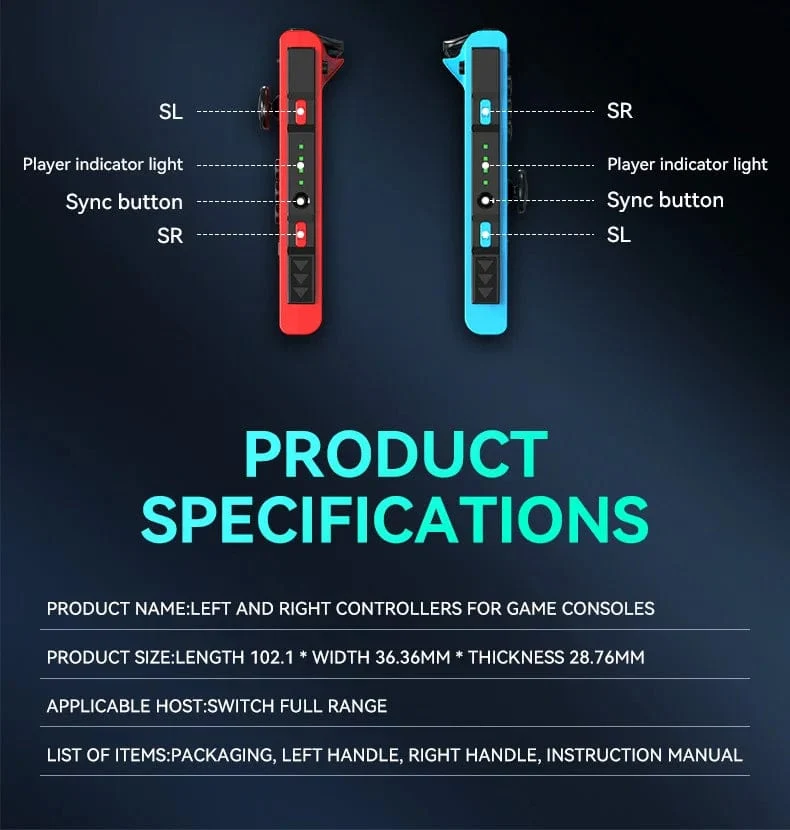 STORM WYRM Bluetooth-Joystick für Switch NS-Spiel, links und rechts, kabellos, kleiner Griff mit RGB-Licht, JOY-02