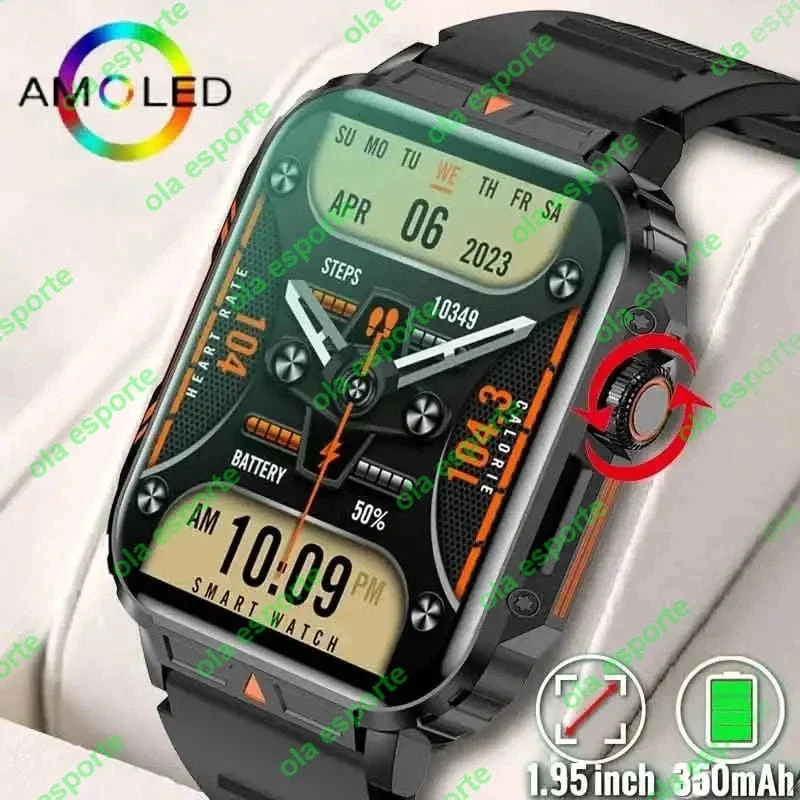 1.91 Outdoor Military Smart Watch Männer Bluetooth Anruf Amoled Smartwatch für Android IOS IP68 wasserdichte Sport-Fitness-Uhren