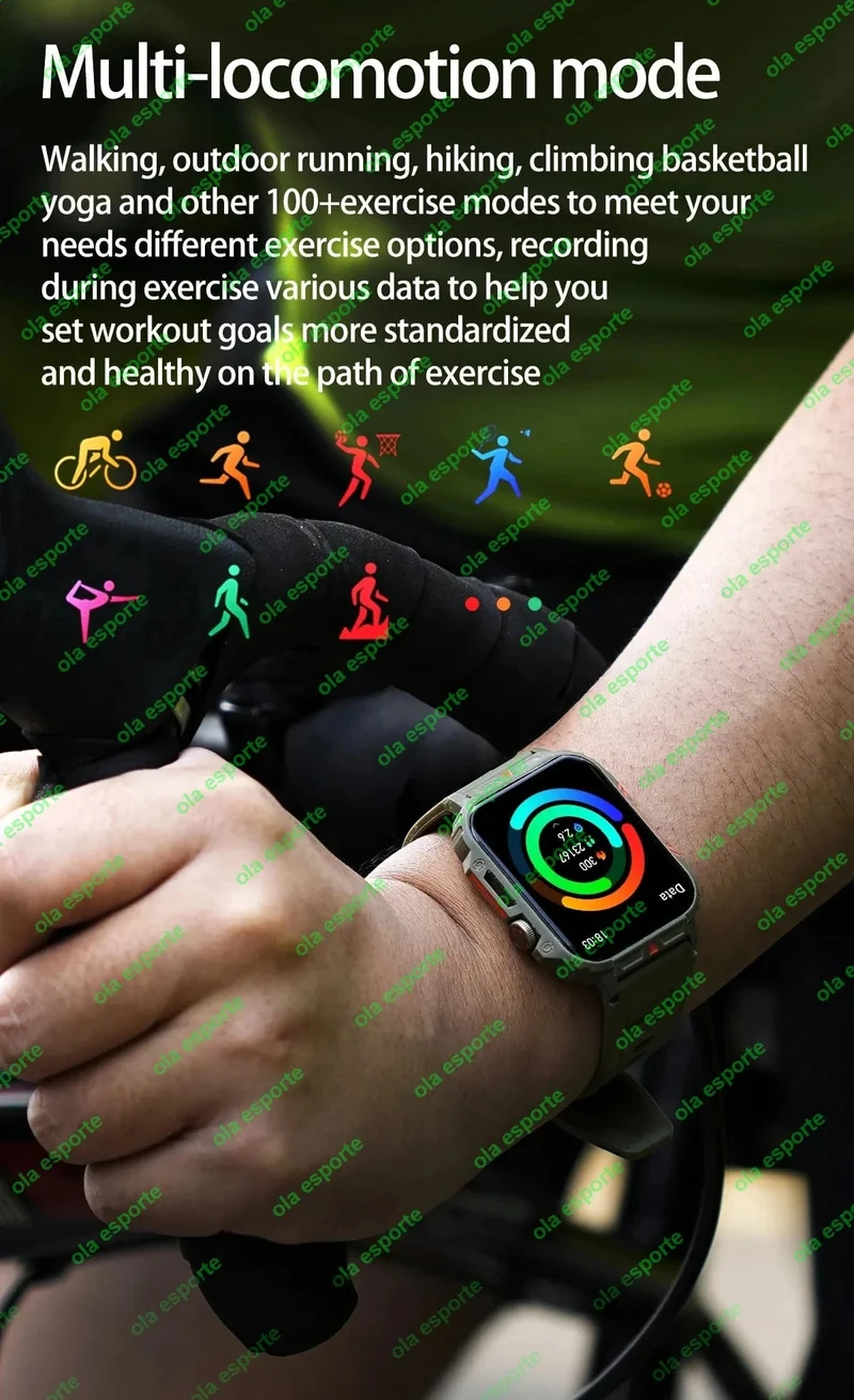 1.91 Outdoor Military Smart Watch Männer Bluetooth Anruf Amoled Smartwatch für Android IOS IP68 wasserdichte Sport-Fitness-Uhren