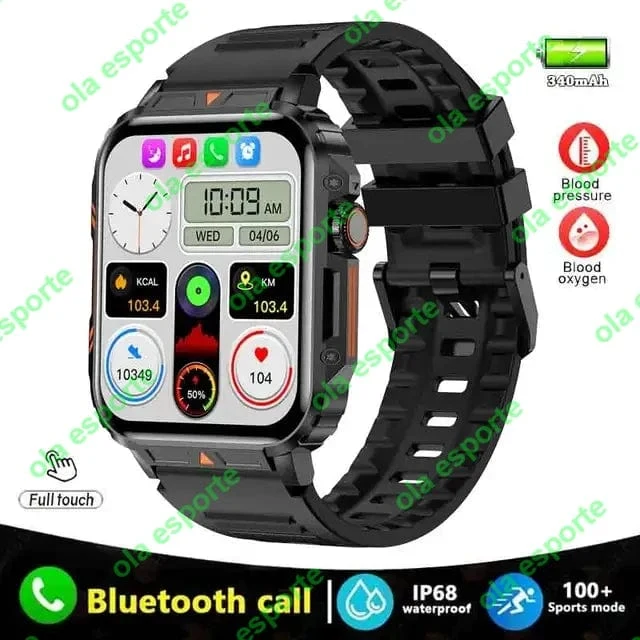 1.91 Outdoor Military Smart Watch Männer Bluetooth Anruf Amoled Smartwatch für Android IOS IP68 wasserdichte Sport-Fitness-Uhren