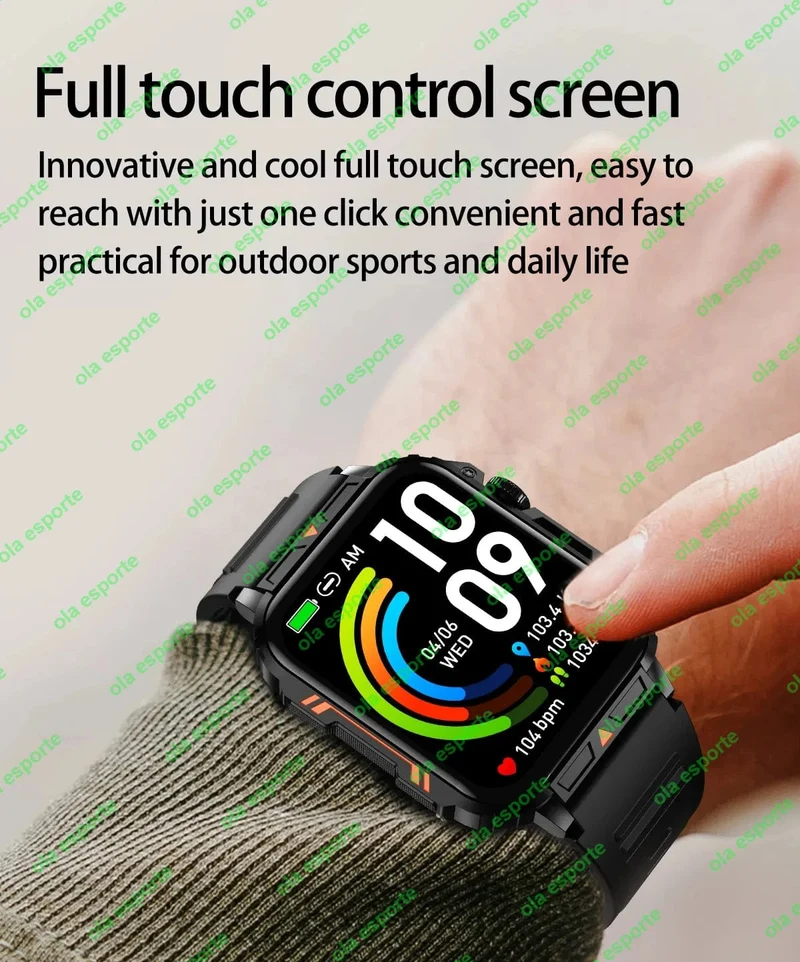 1.91 Outdoor Military Smart Watch Männer Bluetooth Anruf Amoled Smartwatch für Android IOS IP68 wasserdichte Sport-Fitness-Uhren