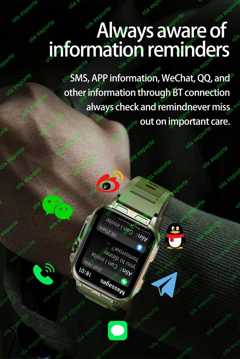 1.91 Outdoor Military Smart Watch Männer Bluetooth Anruf Amoled Smartwatch für Android IOS IP68 wasserdichte Sport-Fitness-Uhren