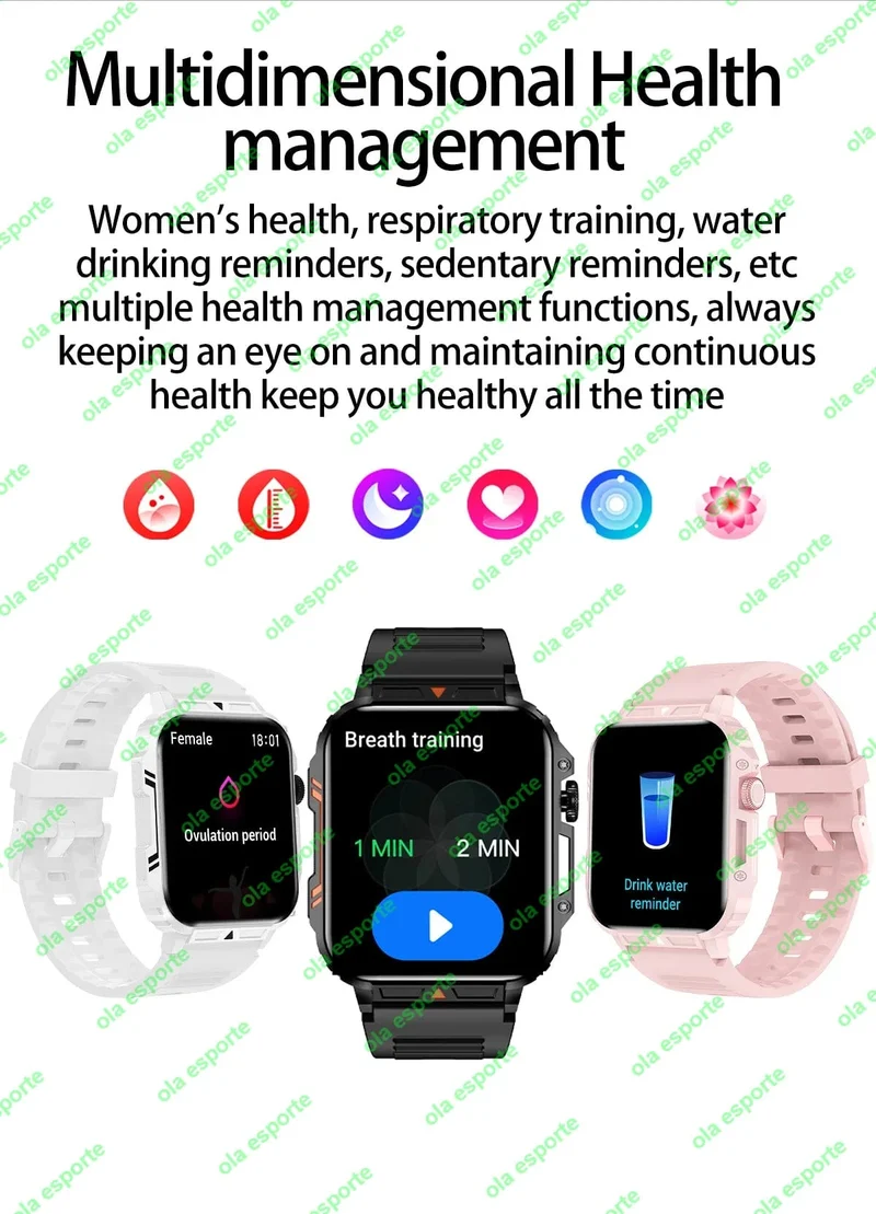 1.91 Outdoor Military Smart Watch Männer Bluetooth Anruf Amoled Smartwatch für Android IOS IP68 wasserdichte Sport-Fitness-Uhren