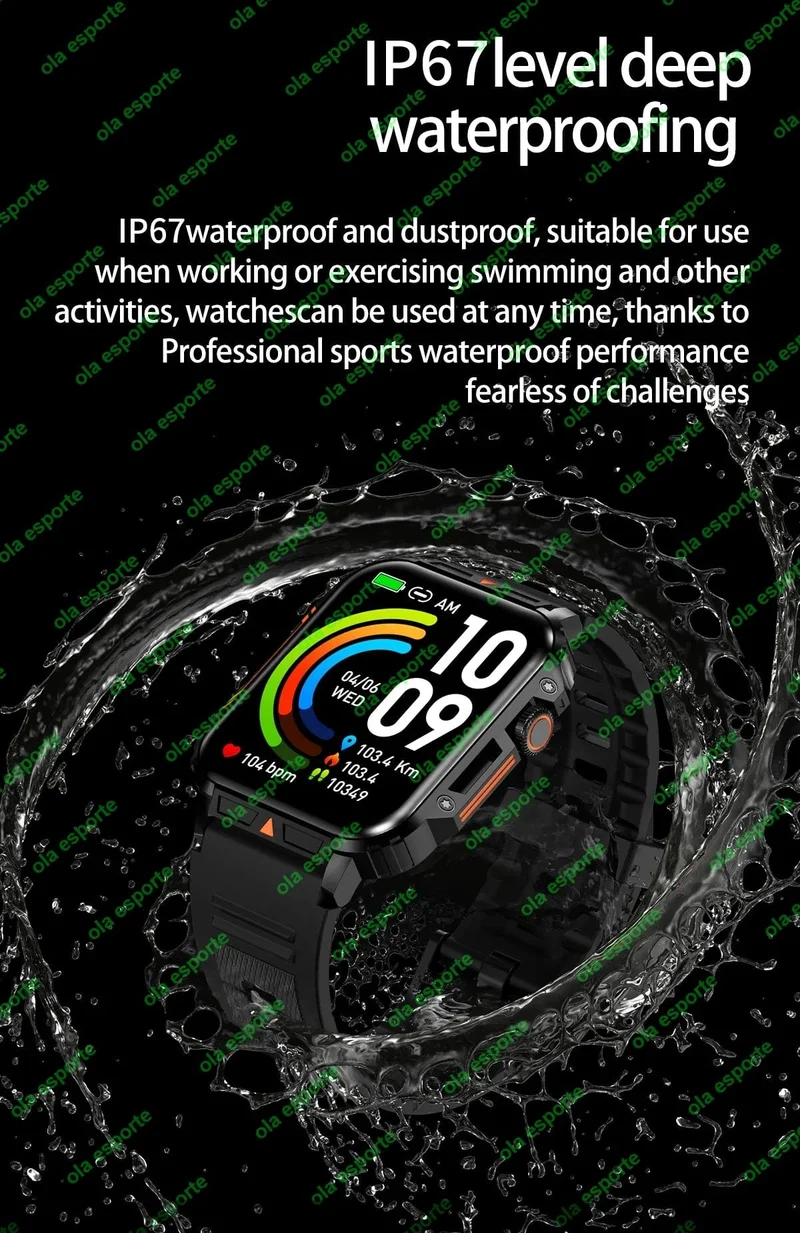 1.91 Outdoor Military Smart Watch Männer Bluetooth Anruf Amoled Smartwatch für Android IOS IP68 wasserdichte Sport-Fitness-Uhren