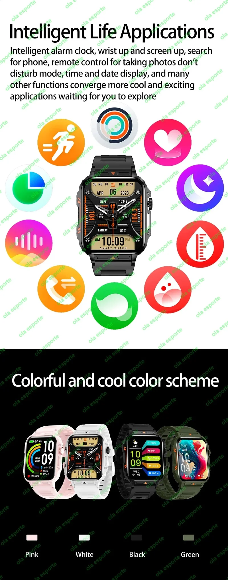 1.91 Outdoor Military Smart Watch Männer Bluetooth Anruf Amoled Smartwatch für Android IOS IP68 wasserdichte Sport-Fitness-Uhren
