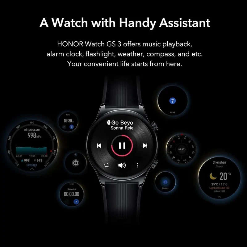 HONOR Watch GS 3 Globale Version 3D-gebogenes Glas SmartWatch GS3 1.43" AMOLED-Bildschirm 8-Kanal-Uhr zur genauen Gesundheitsüberwachung