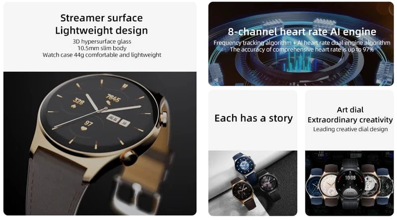 HONOR Watch GS 3 Globale Version 3D-gebogenes Glas SmartWatch GS3 1.43" AMOLED-Bildschirm 8-Kanal-Uhr zur genauen Gesundheitsüberwachung