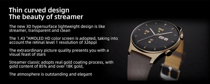 HONOR Watch GS 3 Globale Version 3D-gebogenes Glas SmartWatch GS3 1.43" AMOLED-Bildschirm 8-Kanal-Uhr zur genauen Gesundheitsüberwachung