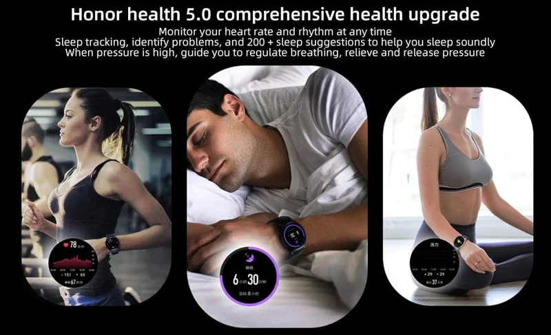 HONOR Watch GS 3 Globale Version 3D-gebogenes Glas SmartWatch GS3 1.43" AMOLED-Bildschirm 8-Kanal-Uhr zur genauen Gesundheitsüberwachung