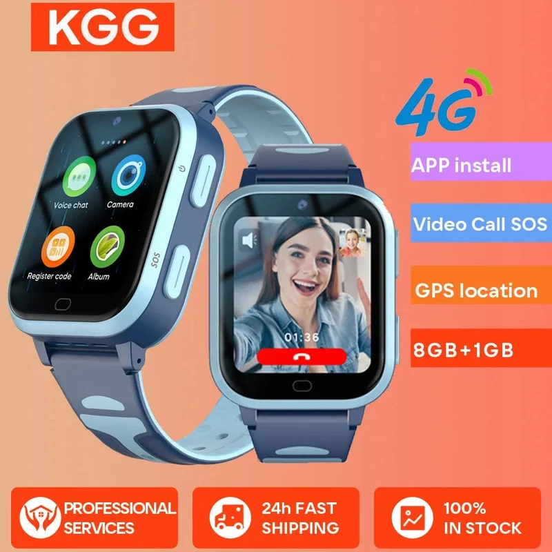 KGG 4G Smartwatch für Kinder, ROM 8 GB, Videoanruf, Telefonuhr, Rückrufmonitor, Wecker, Telefon, Android-Uhr, Kinder-Smartwatch.