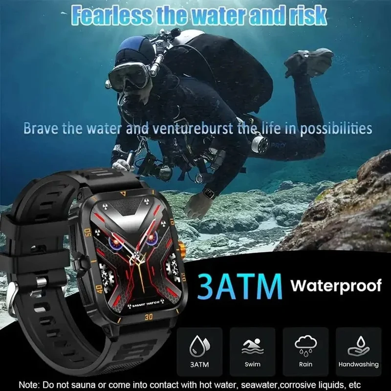 SENBONO Militärische Smartwatch für Männer, IP68, 3 ATM, wasserdicht, Outdoor-Sport, Fitness-Tracker, 24-Stunden-Gesundheitsmonitor, Smartwatch für Männer, 430 mAh